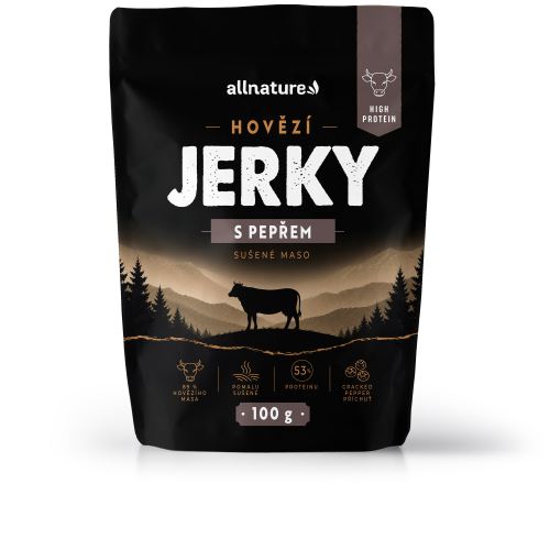 Allnature Hovězí Jerky s pepřem 100 g