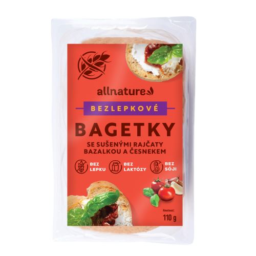Allnature Bezlepkové bagetky se sušenými rajčaty, bazalkou a česnekem 110 g