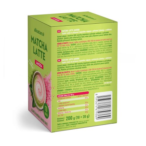 Allnature Matcha Latte Jahoda 10 x 20 g (1)
