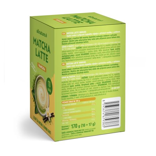 Allnature Matcha Latte Vanilka 10 x 17 g (1)