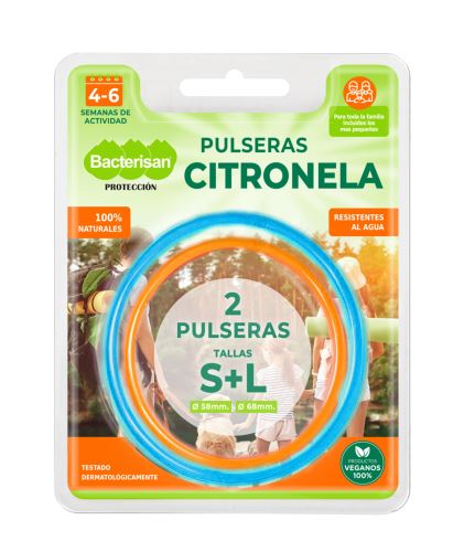 Bacterisan repelentní náramek s citronelou 2 ks, (58mm a 68 mm)