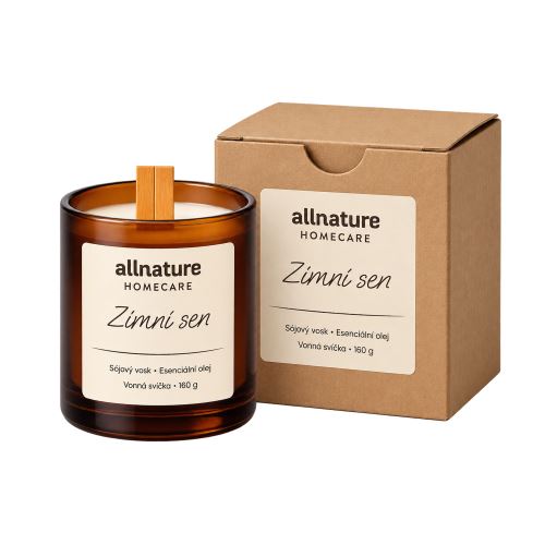 Allnature Homecare Sójová svíčka s dřevěným knotem - Zimní sen 160 g (1)