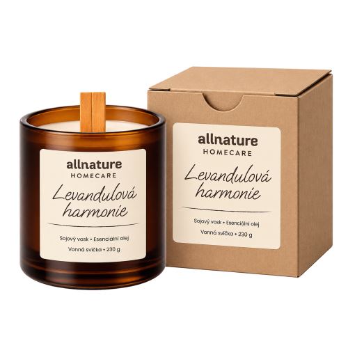 Allnature Homecare Sójová svíčka s dřevěným knotem - Levandulová harmonie 230 g (1)