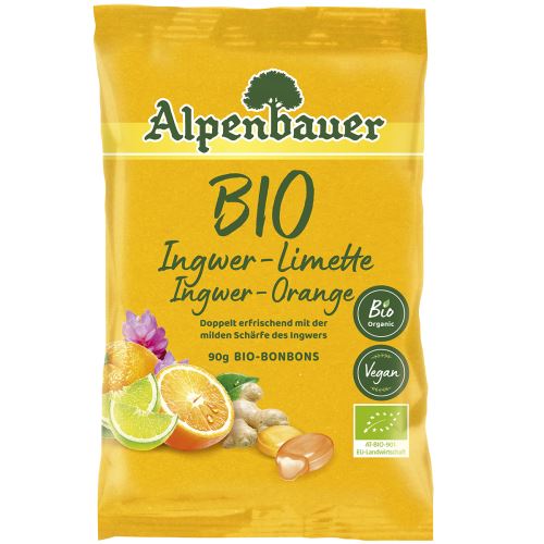 Alpenbauer BIO Přírodní bonbóny 
Zázvor - pomeranč - limetka 90 g