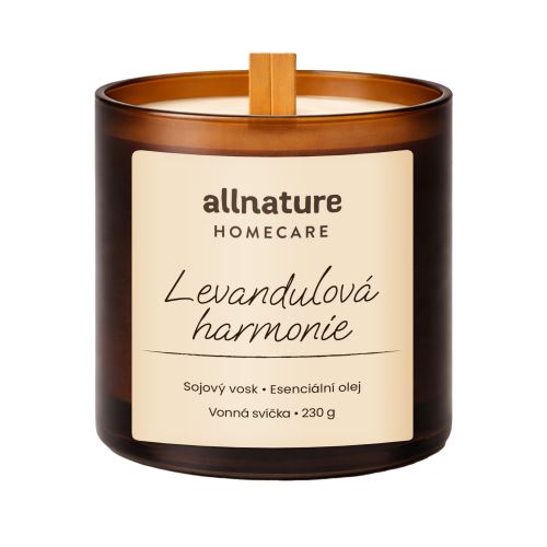 Allnature Homecare Sójová svíčka s dřevěným knotem - Levandulová harmonie 230 g
