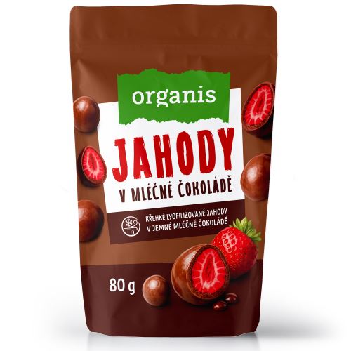 Organis Jahody mrazem sušené v mléčné čokoládě 80 g