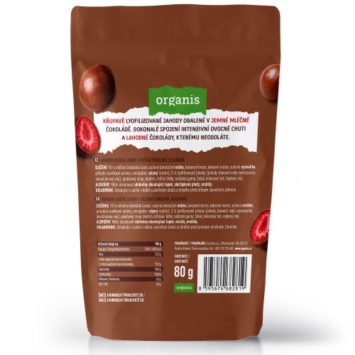 Organis Jahody mrazem sušené v mléčné čokoládě 80 g (1)