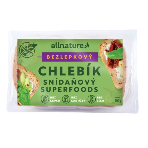 Allnature Bezlepkový chlebík snídaňový - superfoods 350 g